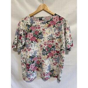 Vtg 80’s BELDOCH POPPER Boxy Cotton floral  Wild Flower LARGE cottagecore
